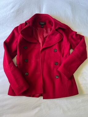 Victoria's Secret Bright Red Double-Breasted Wool Peacoat